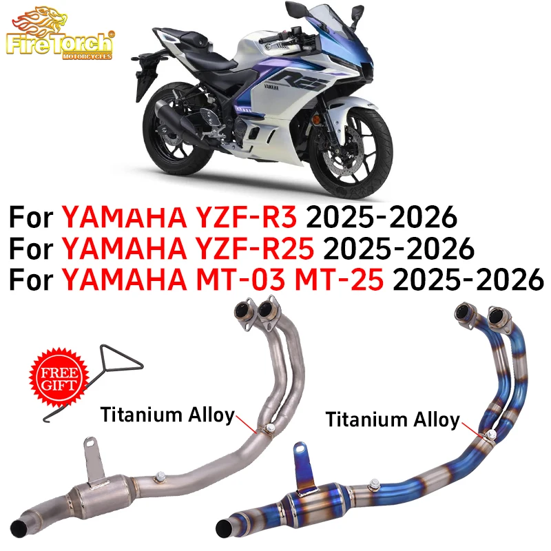 

Slip On For YAMAHA YZF-R3 YZF-R25 MT-03 MT-25 YZF R25 R3 MT03 MT25 2025 2026 Motorcycle Exhaust Escape System Front Link Pipe