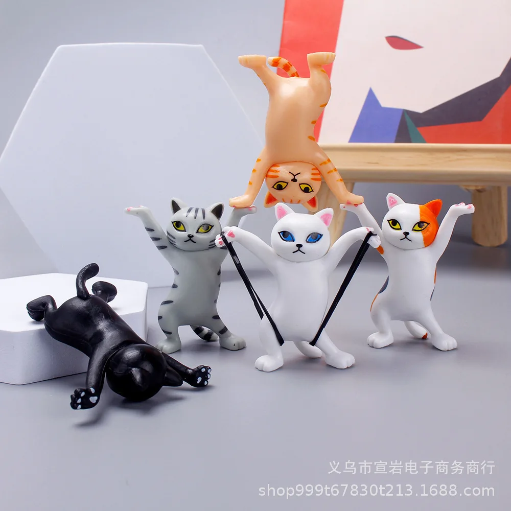 5 pçs/set anime gato q versão kawaii postura de pé figura ação pvc modelo brinquedos boneca decoração mesa bolo ornamento presente colecionável