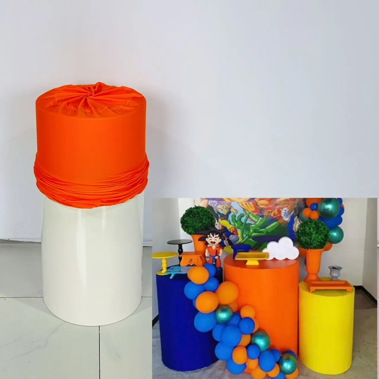 Orange Solid Color Cylinder Cover for Birthday Parties, Wedding and Baby Shower Decoration Props