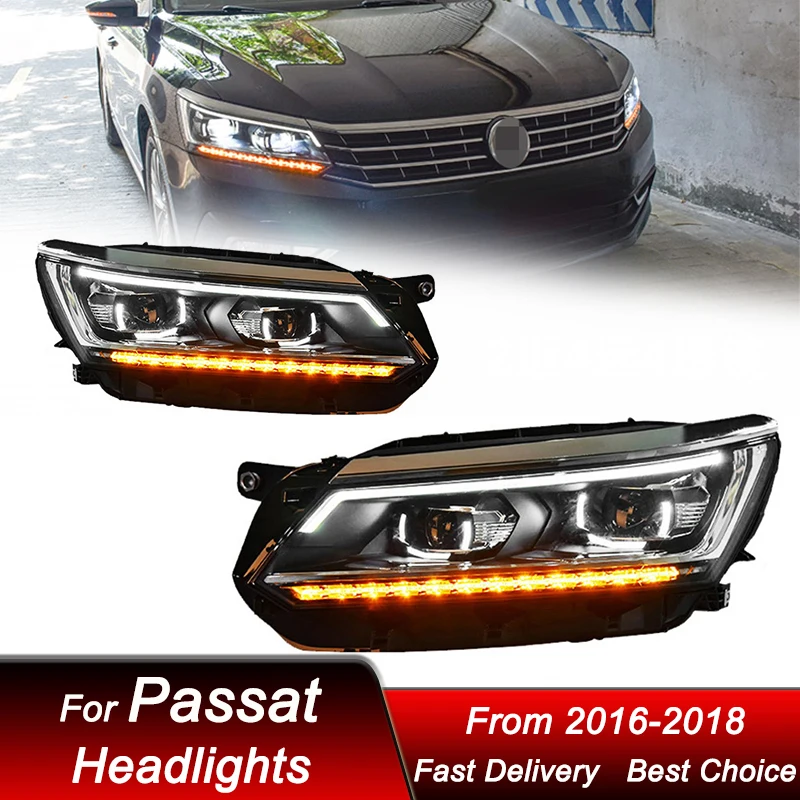 Car Headlights For VW Passat 16-18 new style LED Auto Headlamp Assembly Upgrade High Configure Projector Lens Accessories Kit