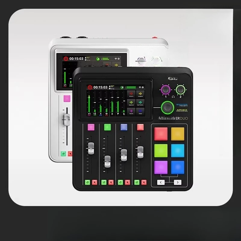 

Caster Duo mixer, sound card, microphone, live recording, podcast, computer, mobile phone