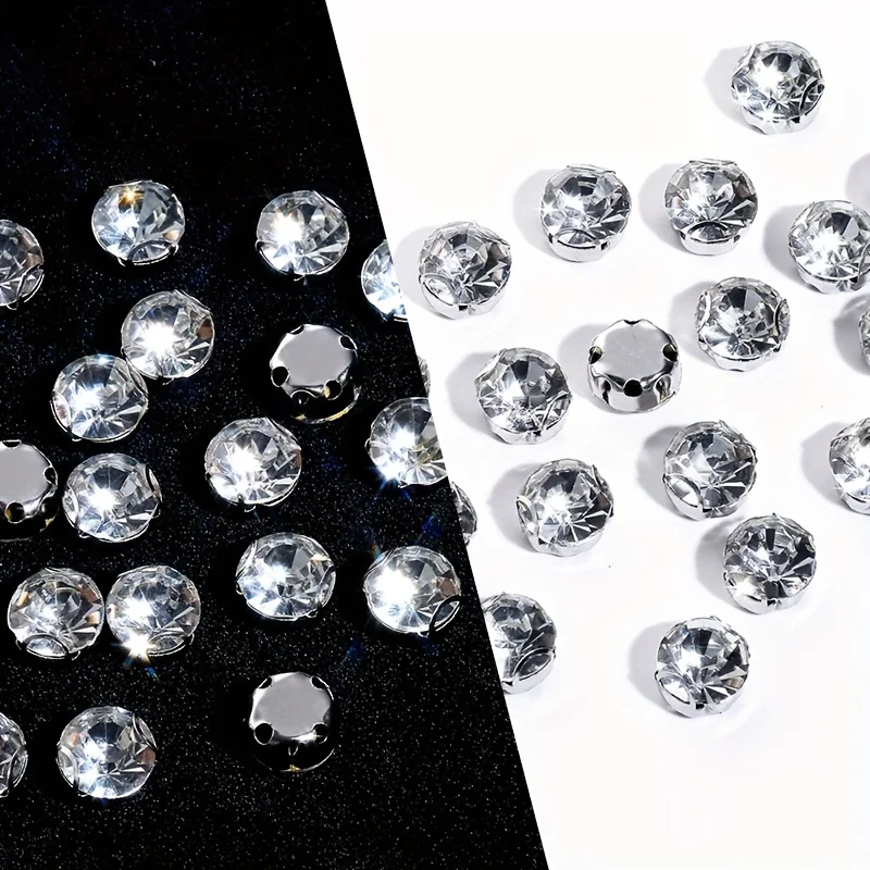 3-10mm Silvery Flat Bottom Earring Claw Beads Sew On Rhinestones Glass Crystal For DIY Jewelry Making Crafts And Clother