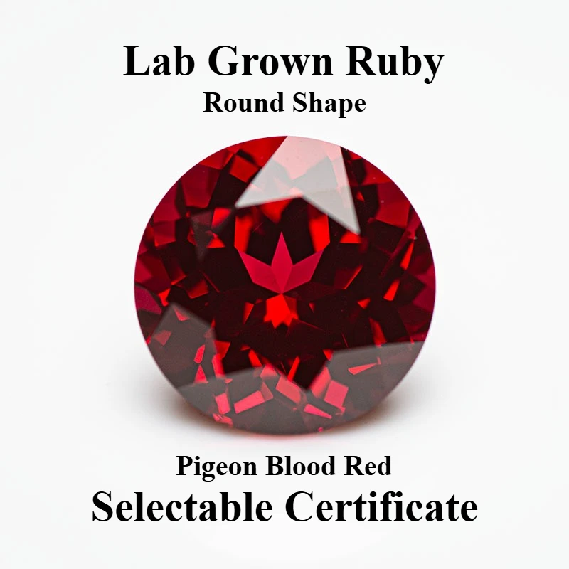 

High Quality Lab Grown Ruby Pigeon Blood Red Round Cut Charms Gemstones for DIY Jewelry Making Materials Selectable Certificate
