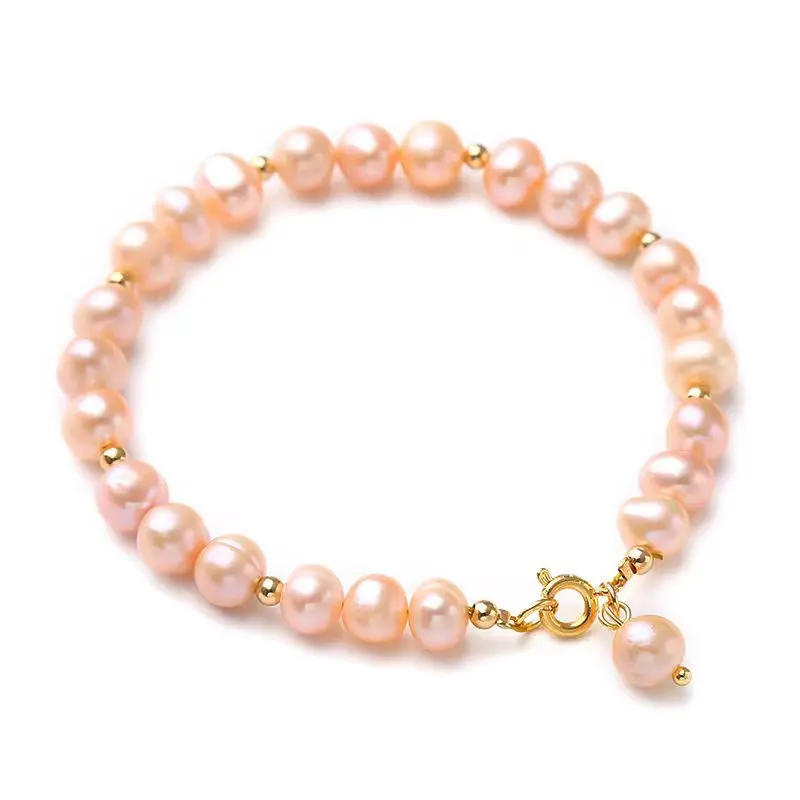 

Classic Fashion Natural Pearl Beaded Bracelet for Women High-quality Pink Baroque Charm Bracelet Jewelry Accessories Wholesale