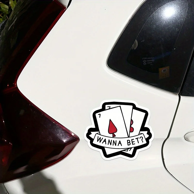 

1pc Fun Playing Card Waterproof Sticker, Durable Outdoor Decal for Car Motorcycle Window Bumper Hood Laptop Tablet Toolbox