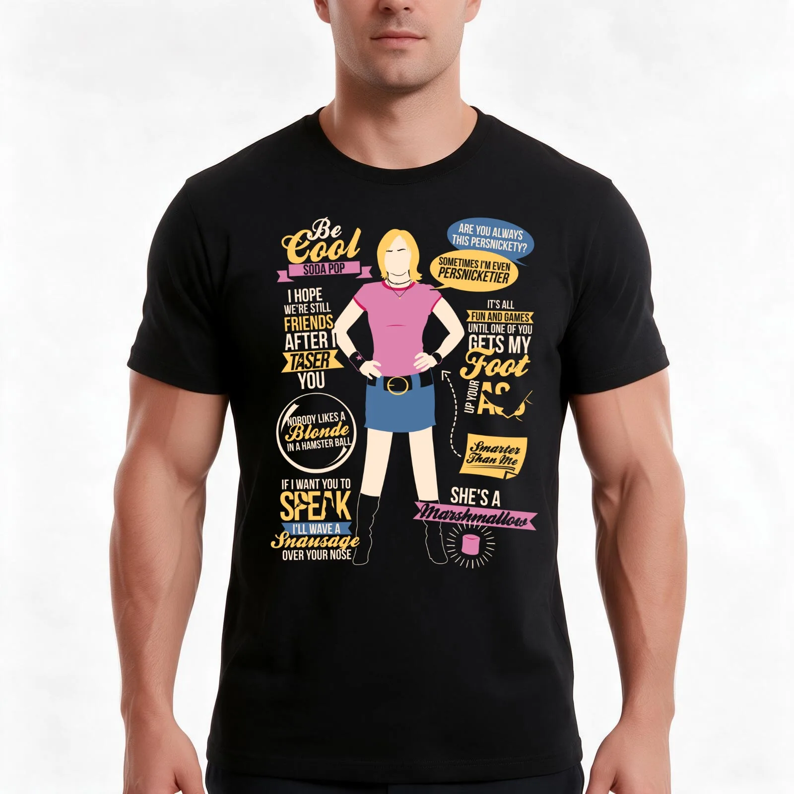 Marshmallow Quotes T-Shirt, Summer Casual Cotton Tee, Oversized Streetwear Tops, Vintage Graphic Print, Loose Fit Short Sleeve