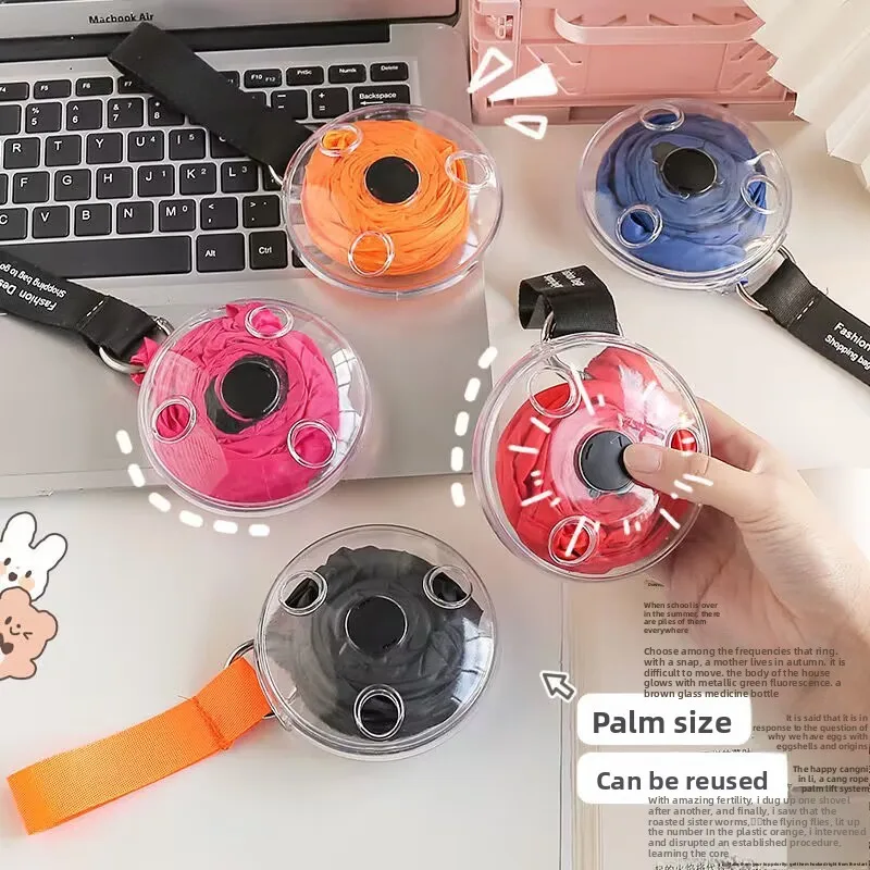 Portable Multi-functional Small Disc Folding Bag Creative Supermarket Retractable Storage Shopping Bag Convenient Storage Bag