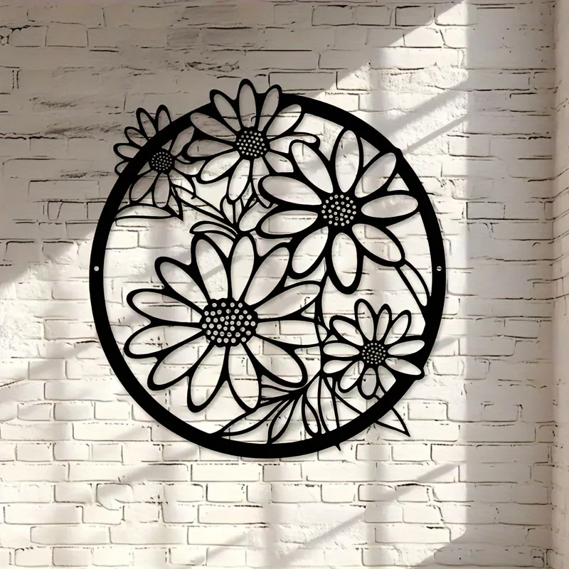 CIFBUY Iron Wall Art Decor 2D Flat Flower Mural for Indoor Outdoor Garden Living Room Balcony Railing Aesthetic Home