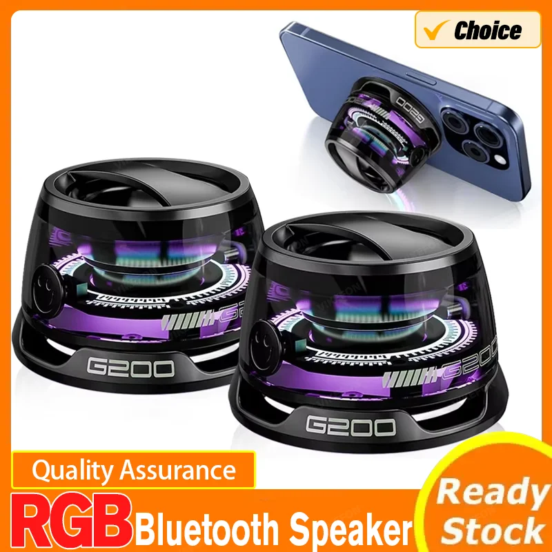 

Портативный Bluetooth-динамик VIKEFON G200 с RGB-подсветкой, магнитный динамик BT5.3, мини-звуковая коробка, 7-часовое воспроизведение, держатель для телефона