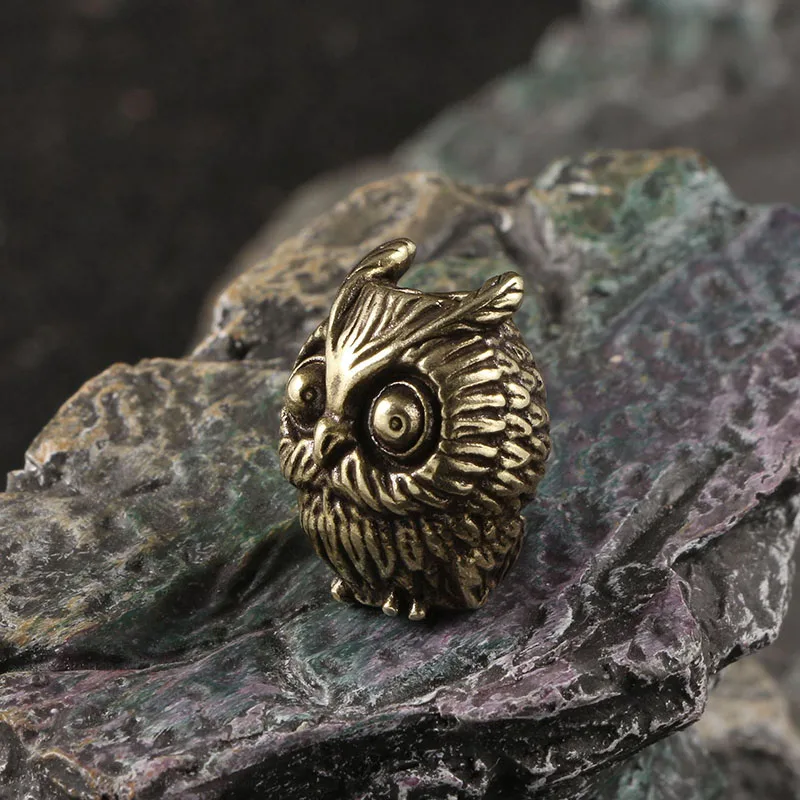 Cute Owl Brass Knife Bead EDC Outdoor DIY Paracord Woven Bracelets Accessories Lanyard Pendant Umbrella Rope Flashlight Hangings view 4