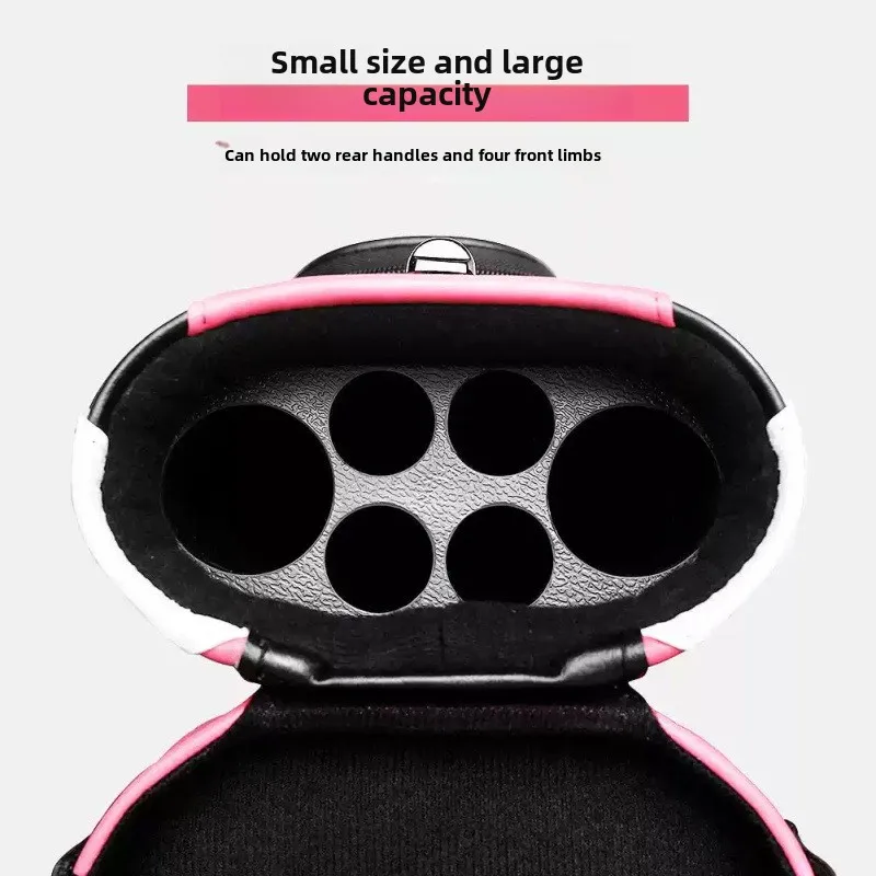 Kotak Tongkat Biliar Premium Portabel 6 Lubang Gaya Amerika Warna Pink, Tempat Penyimpanan Tongkat Biliar dan Snooker yang Dapat Dipakai Sebagai Ransel