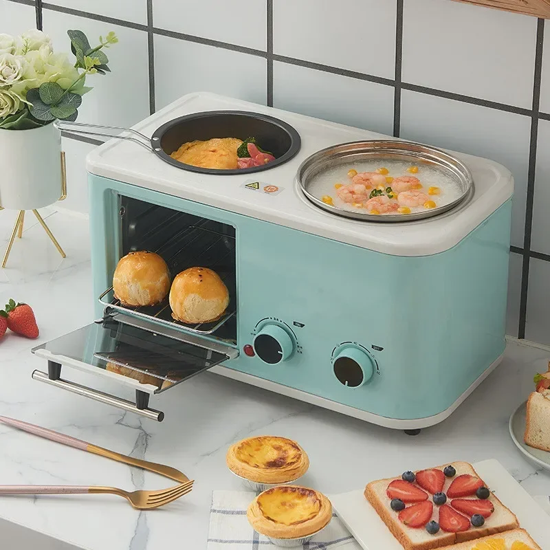 

5L 4 In 1 Breakfast Mini Bread Maker Toaster Oven Omelet Non-Stick Frying Pan Boiled Egg Hot Pot Boiler