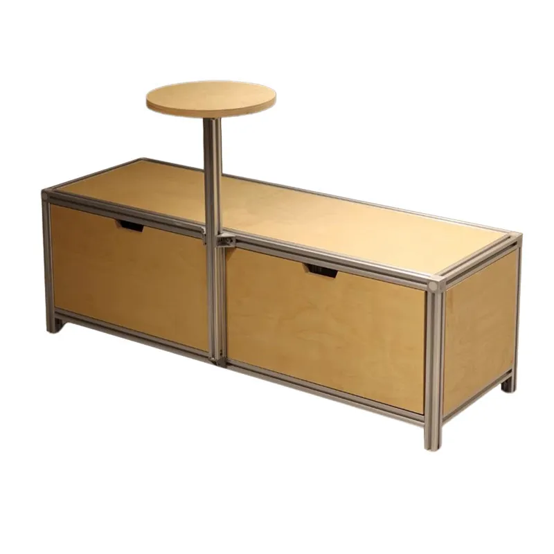 

Industrial style aluminum profile table and chair integrated combination ocean board locker coffee shop booth bench bench