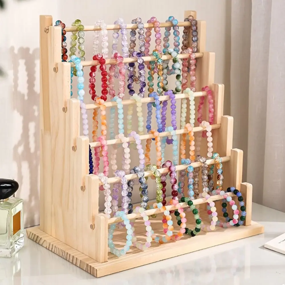 Solid Wood Bracelet Display Stand Multistep Ladder Strong Load-bearing Jewelry Organizer 4/6 Layer Bangle Storage Rack