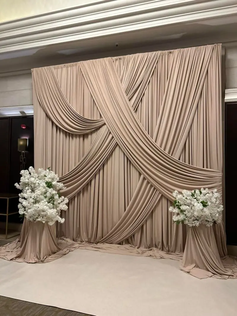 

Stretch Milk Silk Fabric Drape for Rod-pocket Backdrop Drape Elegant Romantic Curtain for Wedding Decoration