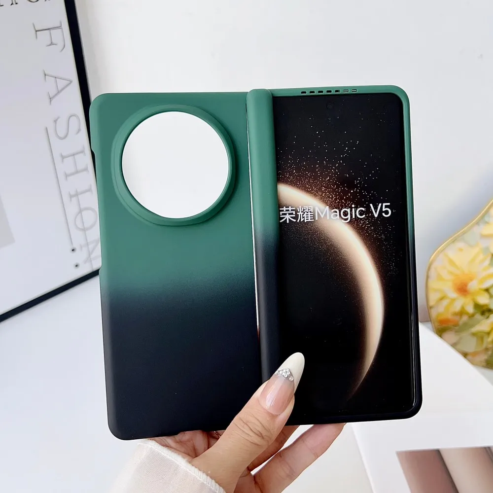 

Gradient Dual Color Phone Case For Honor Magic V5 Axis Hinge Protective PC Hard Shell Back Cover