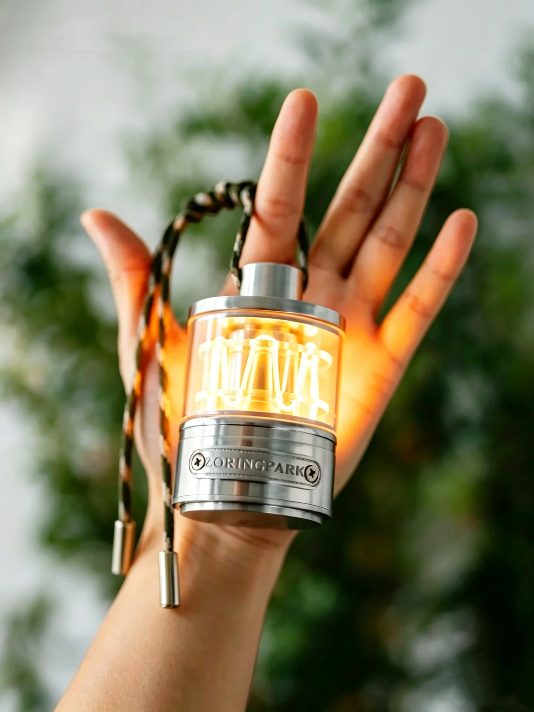 ZORING Park Heartbeat Weight Camping Light Silvery Outdoor Portable Type-C Charging Touch Switch LED Desk Lamp