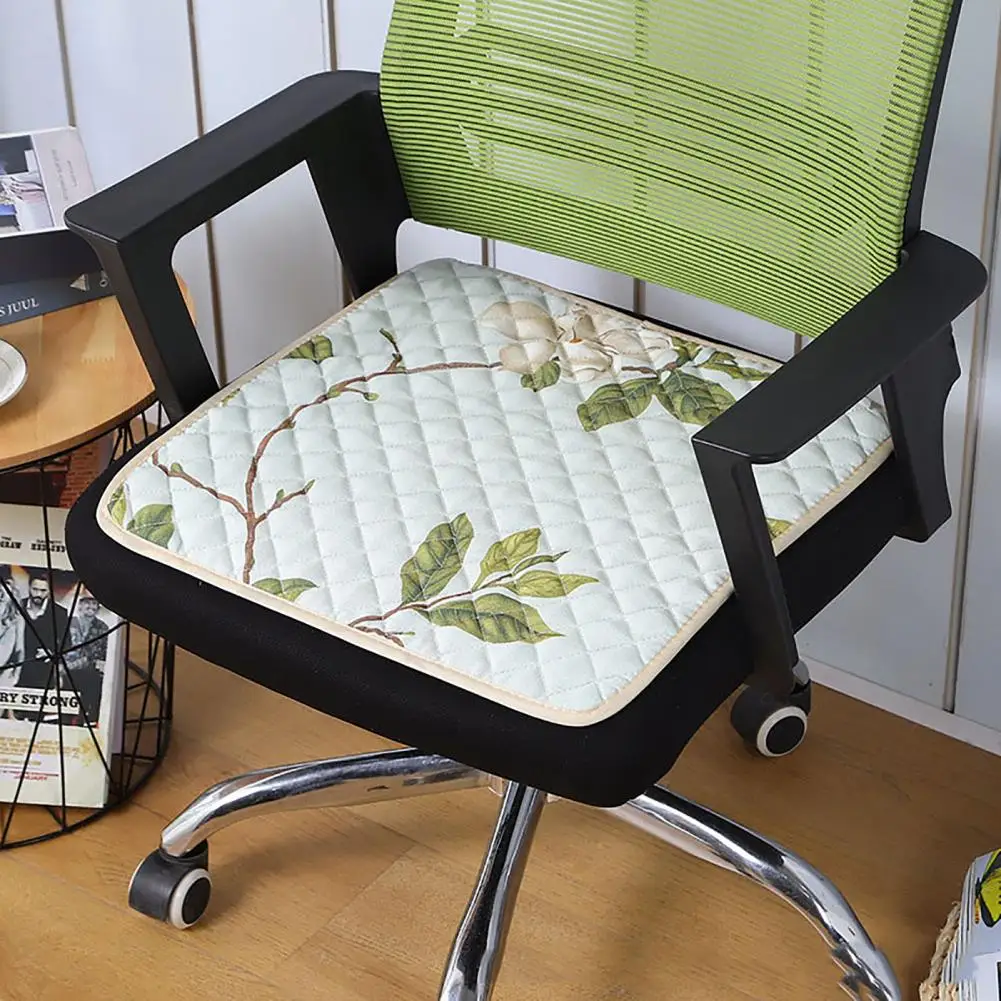 Chair Cushion with Straps Dustproof Decorative Polyester Household Restaurant Dining Stool Cushion Pad for Daily Use