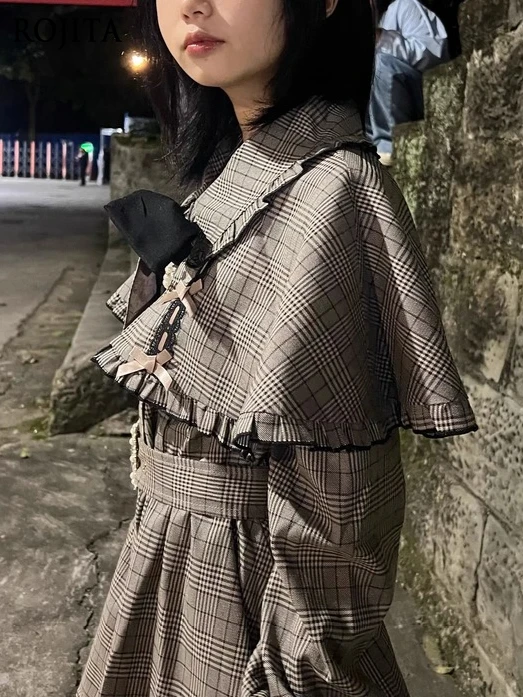 

Black Cloak Trench Coat Jacket Lace Fabric Mass-Produced Japanese Subculture Coats and Jackets for Women 2025 Autumn New