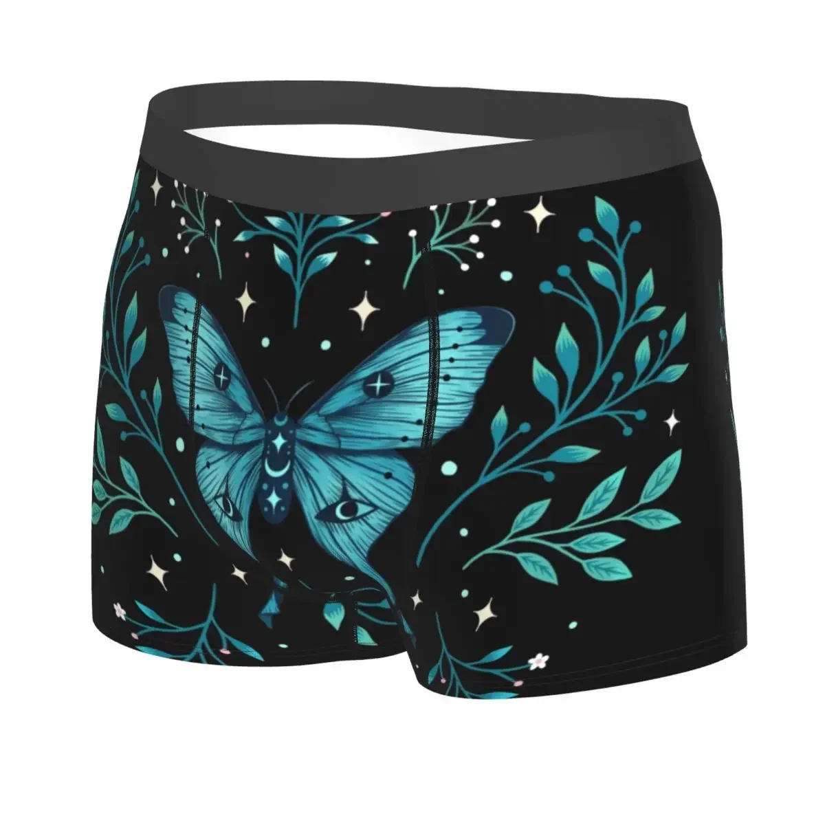 Cool Mystical Moon Moth Boxer Shorts Panties Male Underpants Breathbale Gothic Witch Occult Witchcraft Briefs Underwear