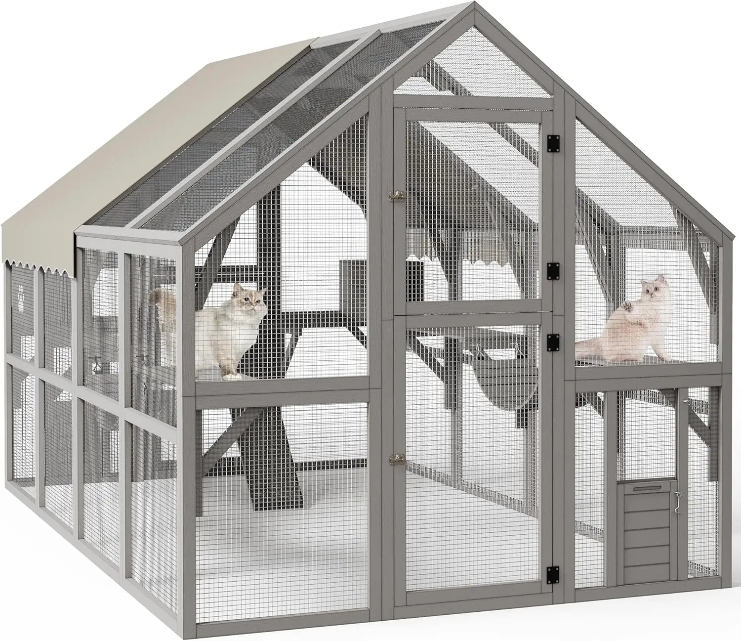 Catio Outdoor Enclosure 56ft² Large Walk in  Cage Outdoor Playpen Patio with Weatherproof Roof, Scratcher Ramp