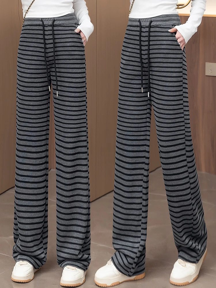 

Женские широкие брюки Slim Fit с высокой талией, свободные, прямого кроя, из хлопка, в корейском стиле, весна-осень, новинка