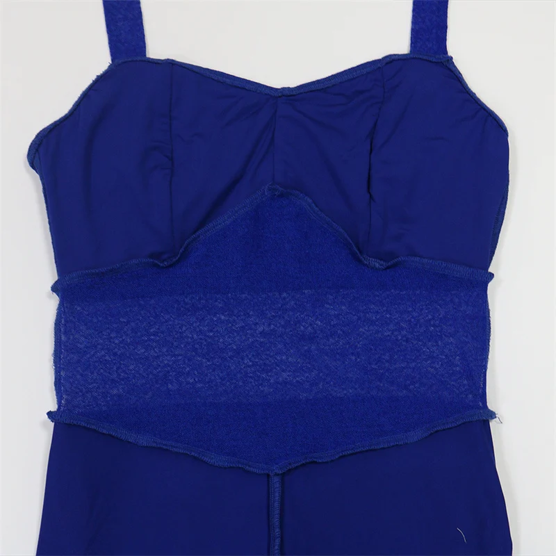 Sexy malha ver através de vestidos de festa feminino boate festa halter sem costas babados ruched split aniversário baile maxi vestido robes