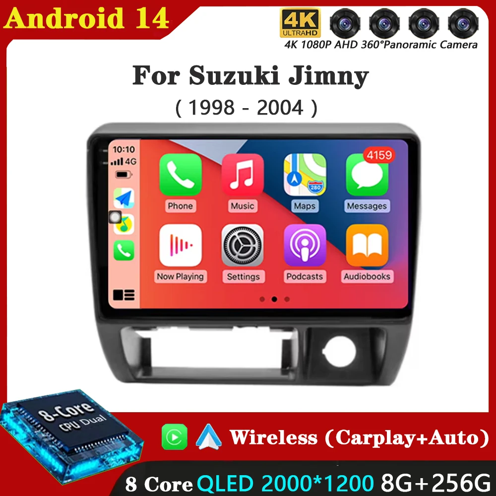 

Android 14 Carplay Auto для Suzuki Jimny 1998 1999 2000 2001 2002 2003 2004, автомобильный радиоприемник, мультимедийный видеоплеер, навигация, GPS 4G