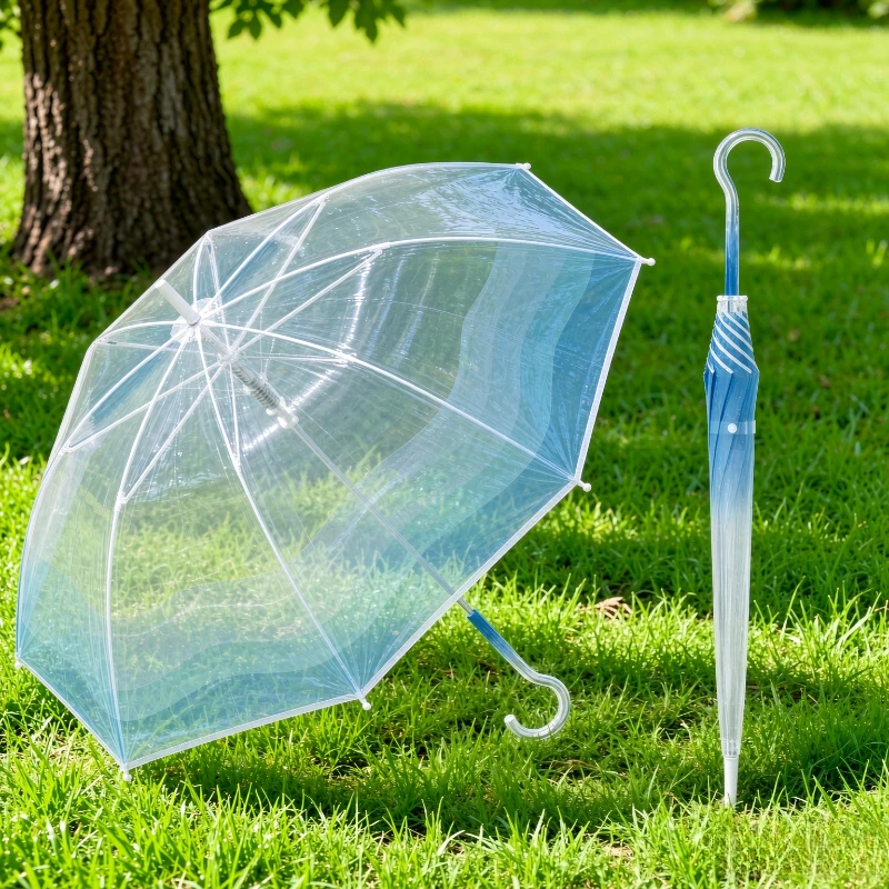 Jellyfish Transparent Long Handle Umbrella Oversized Double Canopy Waterproof Rustproof Auto Lock Heavy Duty Rain Cover 투명 장우산