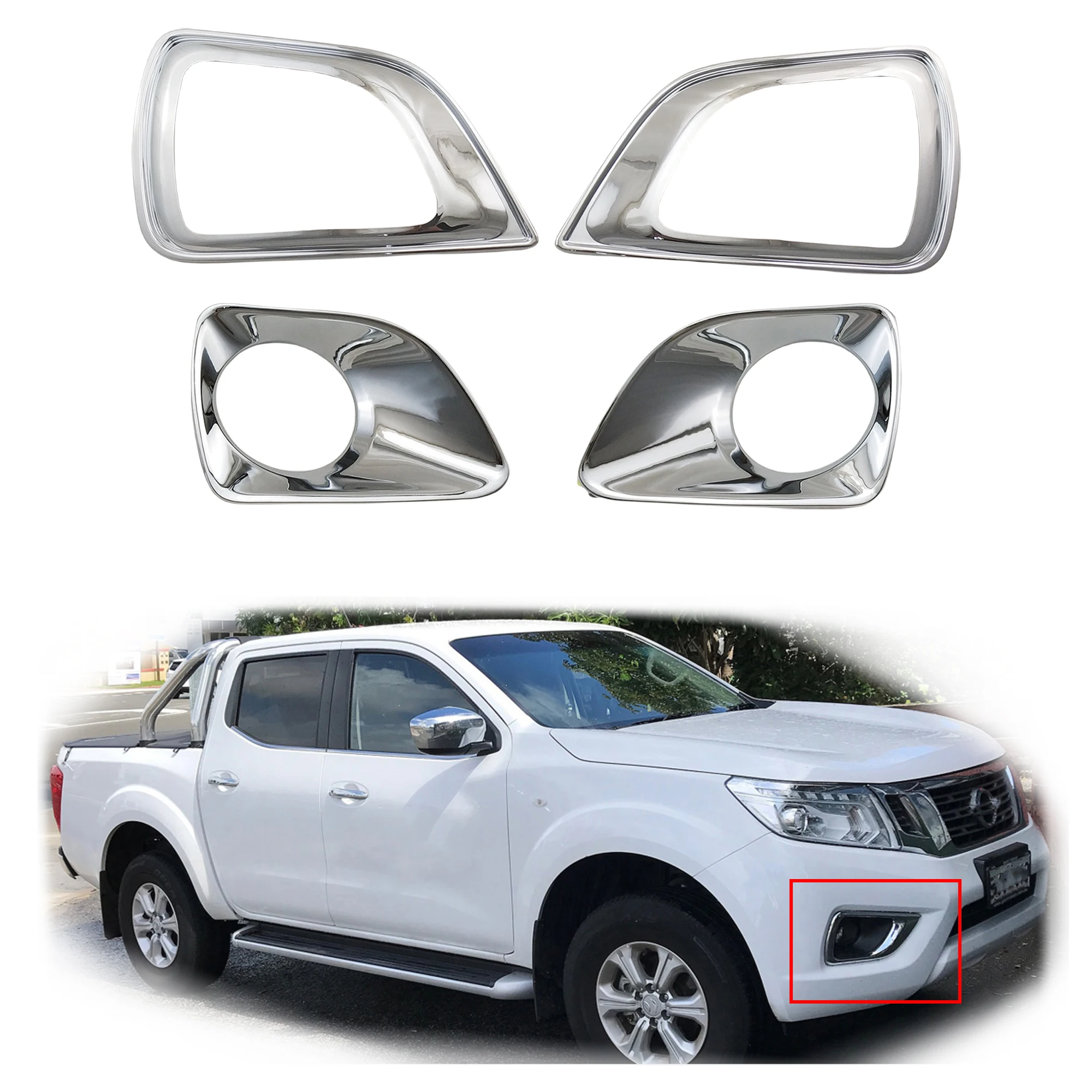 

Yifei ABS Chrome Car Accessories Plated Front Fog Lamp Cover Trim Paste Style For Nissan NAVARA NP300 2015 2016 2017 2018 2020