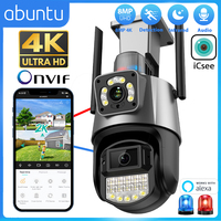 8MP 4K PTZ Wifi Camera Dual Lens ICSEE Outdoor Surveillance Camera With Police Light Dual Screen Night Vision IP Security CAM