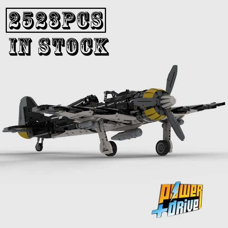 

2023 NEW 1:15 scale Motor Power Focke Wulf FW-190 Model Fit MOC-91037 Building Blocks Bricks Toys Children Kid Christmas Gifts