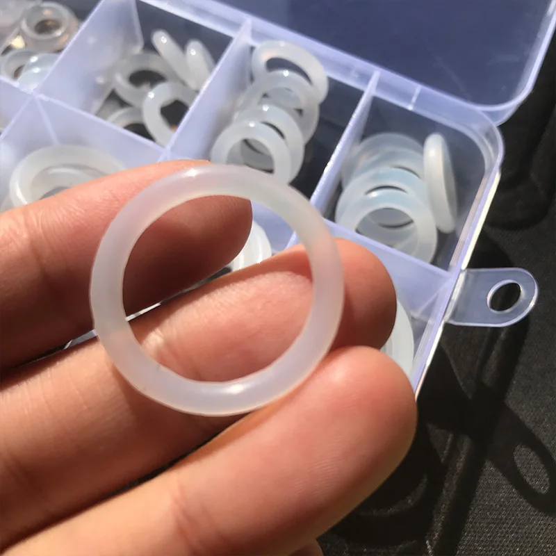 CS 1,5/2,0/2,4/3,1 mm VMQ O-Ring-Dichtungen, Silikon-O-Ring, hohe Temperatur, wasserdichte Unterlegscheibe, isolieren, weißes O-Ring-Set – Detail 4