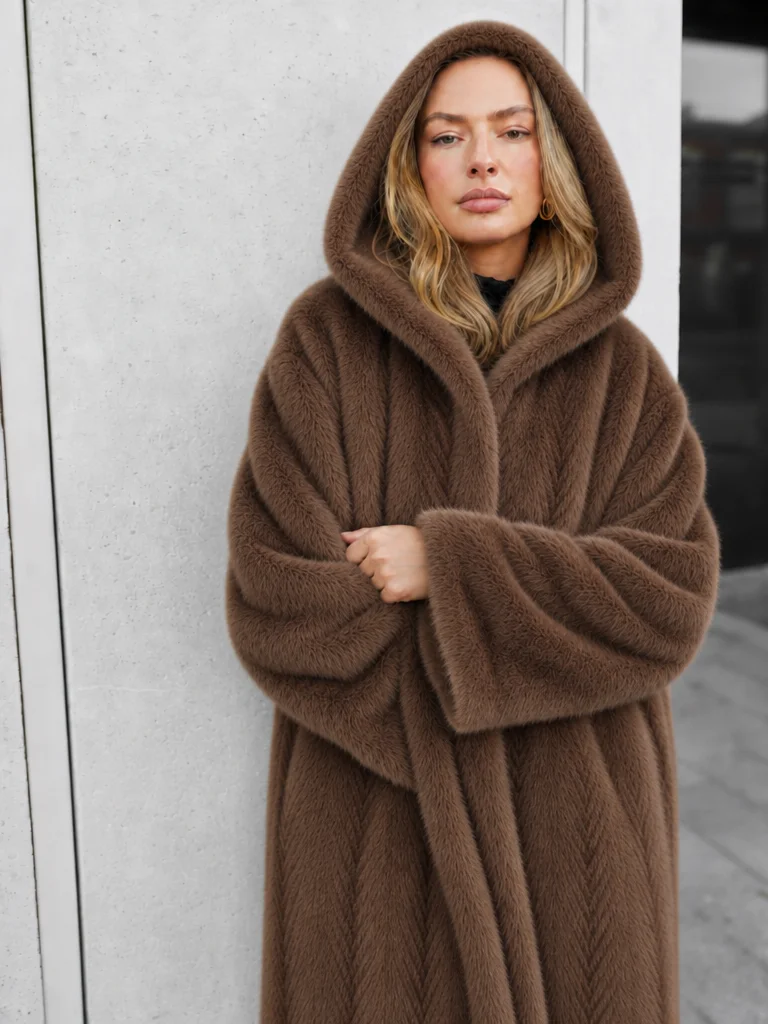 Women's Faux Mink Fur Coat, Long Length, Hooded & Non‑hooded 2‑Styles, Plus Size, Loose Casual Winter Warm Outerwear - view 5