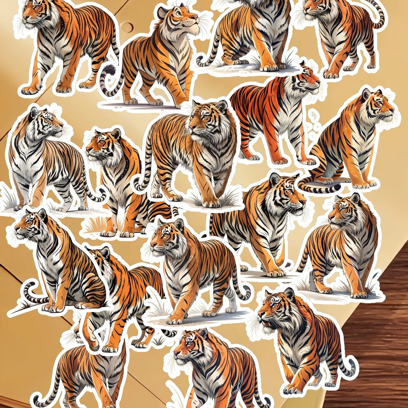 Autocollants créatifs en forme de tigre, 17 pièces, pour Scrapbooking, décoratifs, bricolage, artisanat, albums photos, autocollants pour planificateur, papeterie