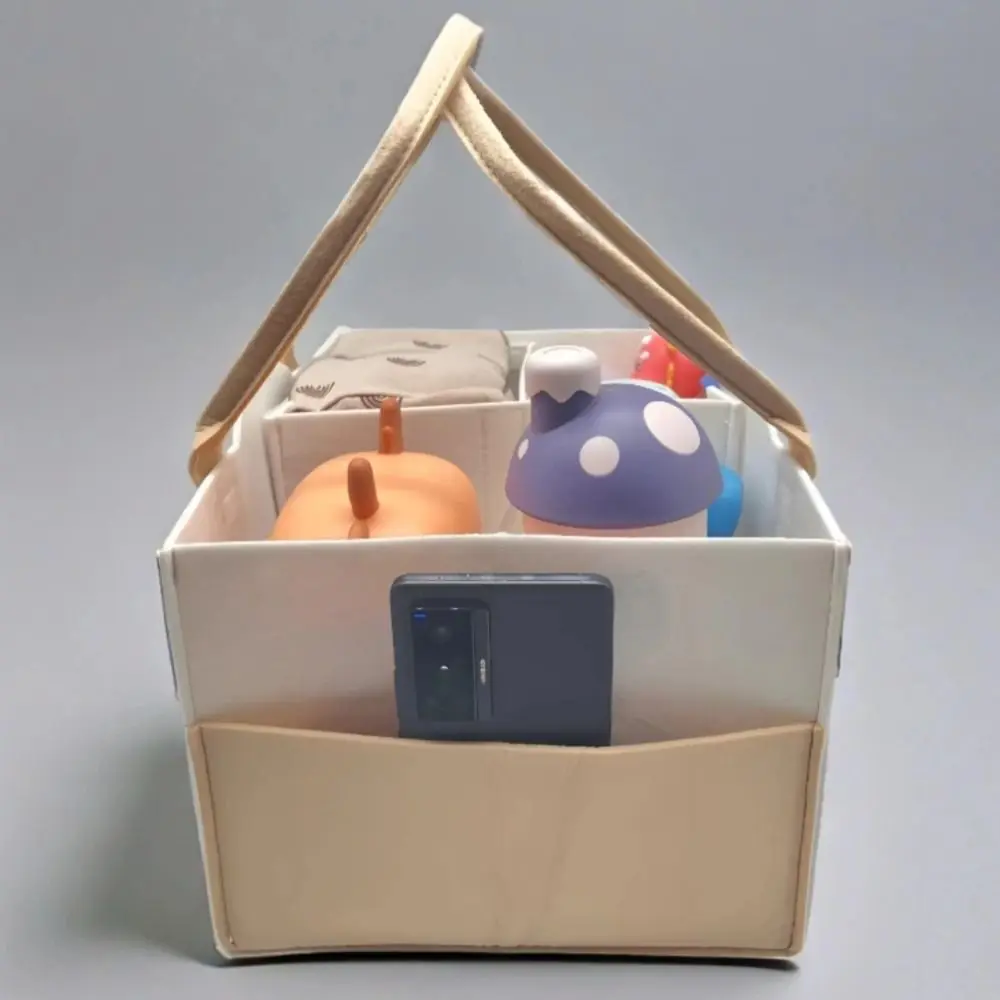 

Felt Material Diaper Organizer Foldable Design Non-Woven Fabric Portable Baby Organizer Portable Bag Cartoon Print