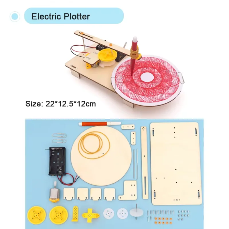 DIY Creatieve Houten Elektrische Plotter Tekening Robot STEM Kids Model Automatisch Schilderen Wetenschap Elektronica Kits Experiment Speelgoed