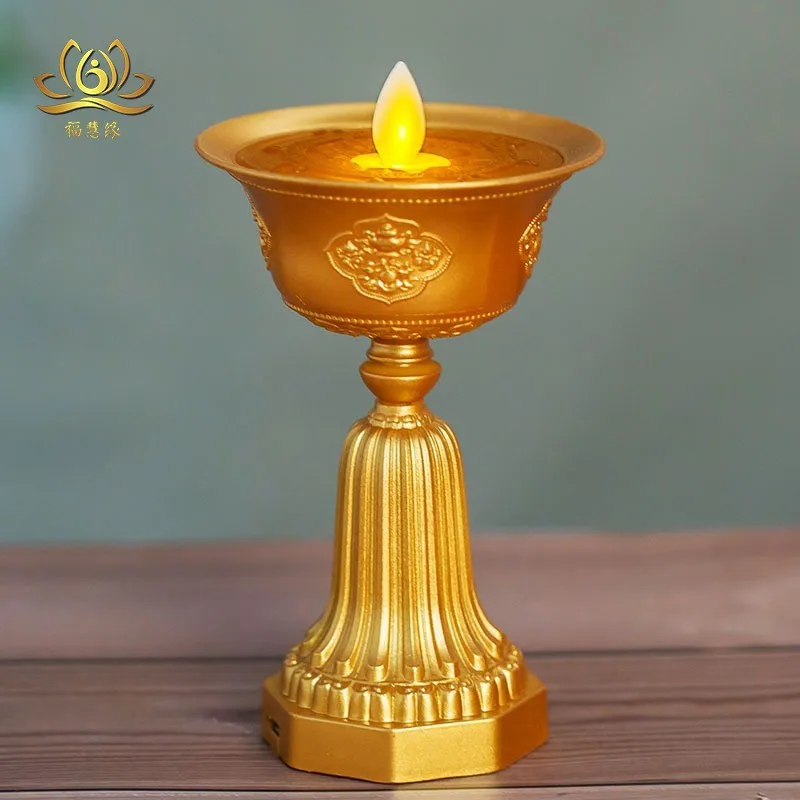 Rechargeable butter , perpetual light, smokeless LED electronic Buddhist lamp, eight auspicious symbols electroni