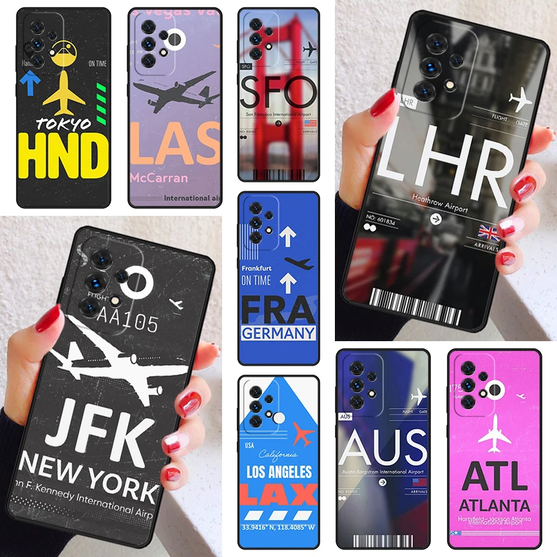 Funny Airport Code Phone Case Cover For Samsung Galaxy A52 A72 A73 A20e A21S A50 A70 A11 A12 A42 A31 A40 A51 A71 A32 A80 A91