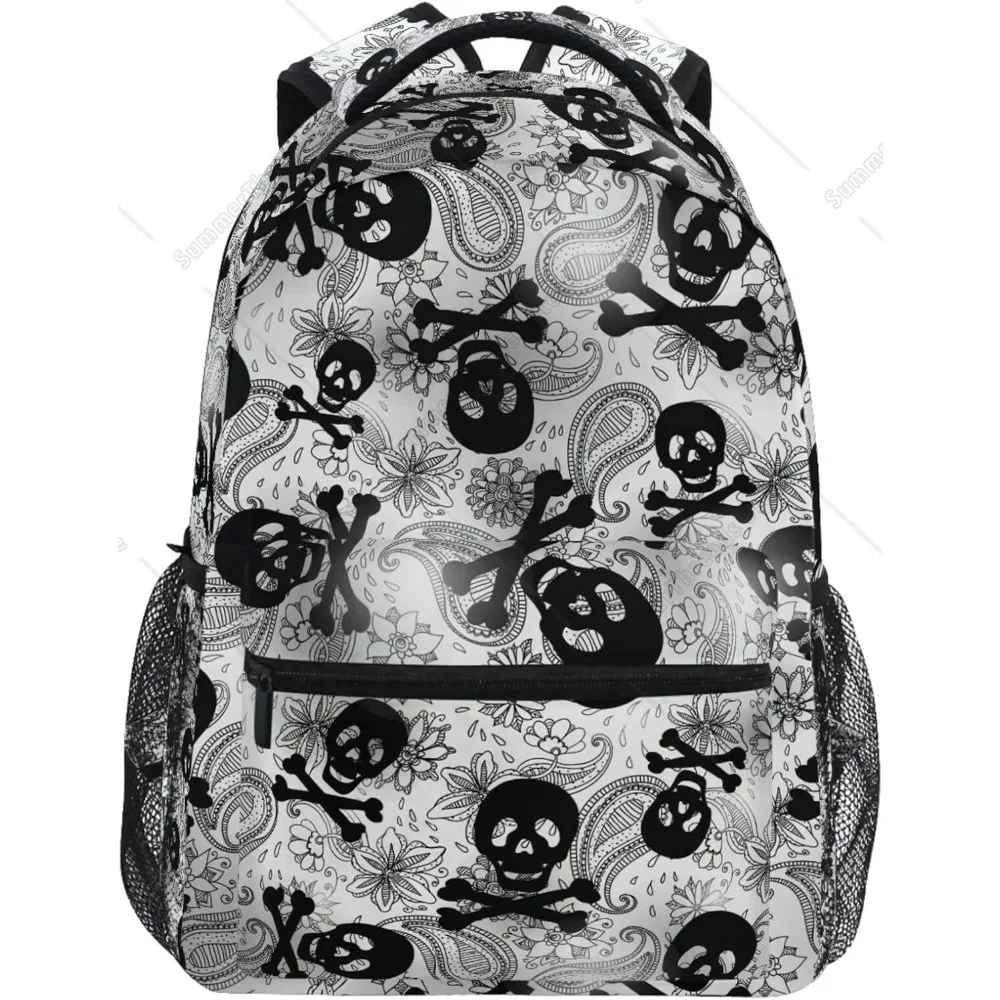 

Студенческий дорожный школьный рюкзак с черепом, черный готический колледж, рюкзаки для ноутбука, бизнес-рюкзаки для iPad, планшета, компьютера, сумки для книг для взрослых
