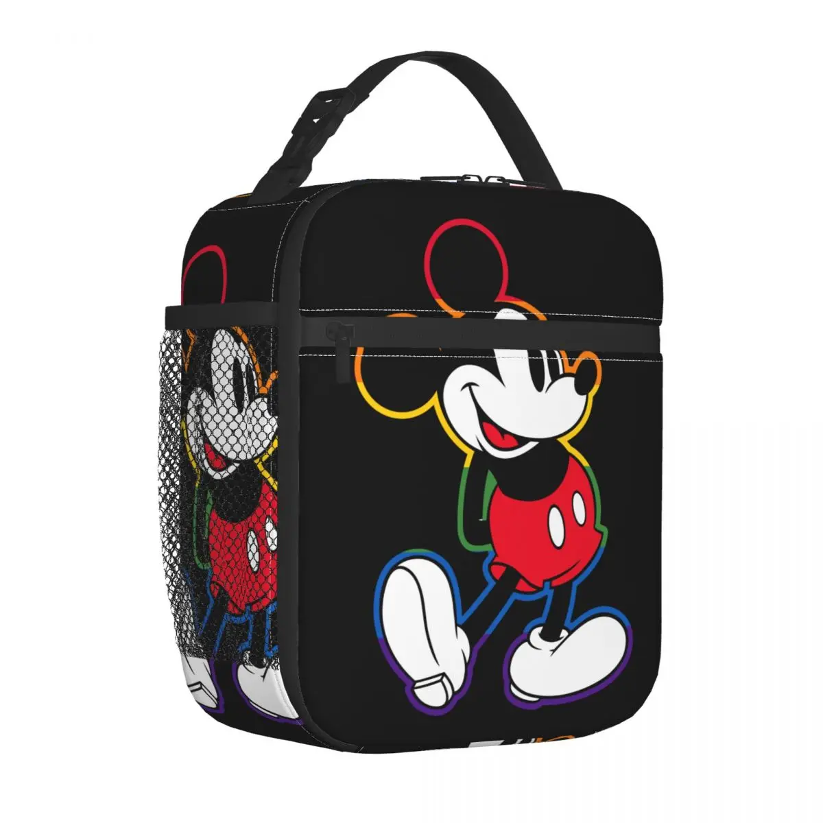 Classic Mickey Rainbow Outline Insulated Lunch Bags Thermal Meal Container High Capacity Tote Lunch Box Bento Pouch Office