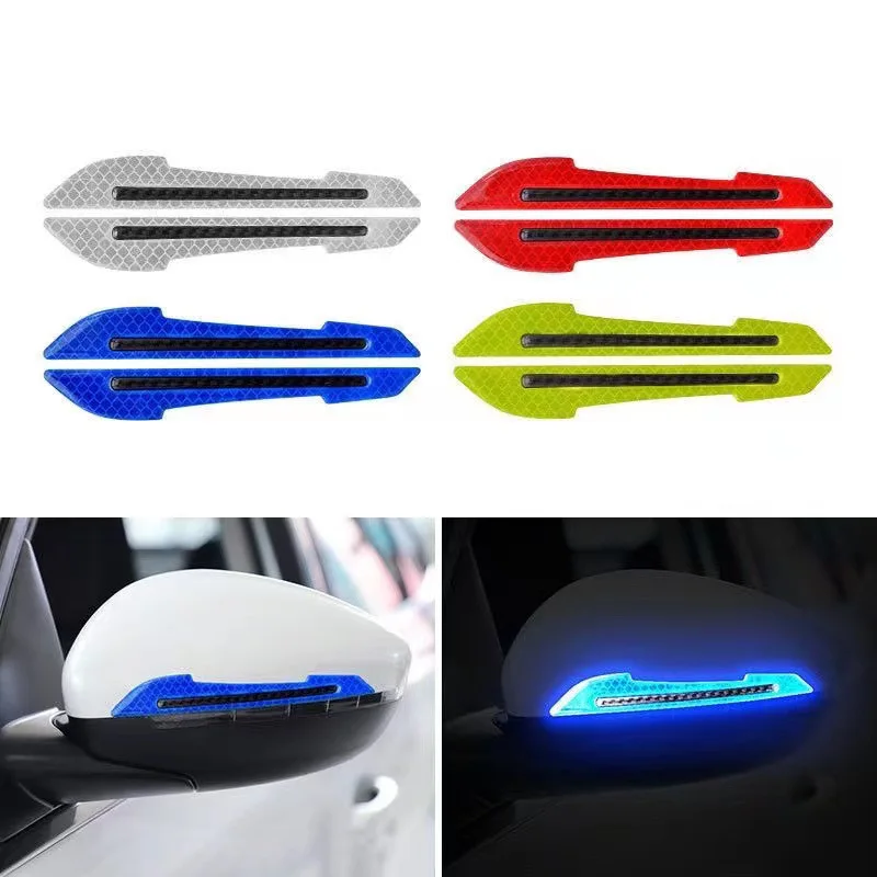 Car Reflective Stickers Door Edge Anti-collision Strips Fenders Glue Reflective Rearview Mirror Warning Stickers Body Scratches