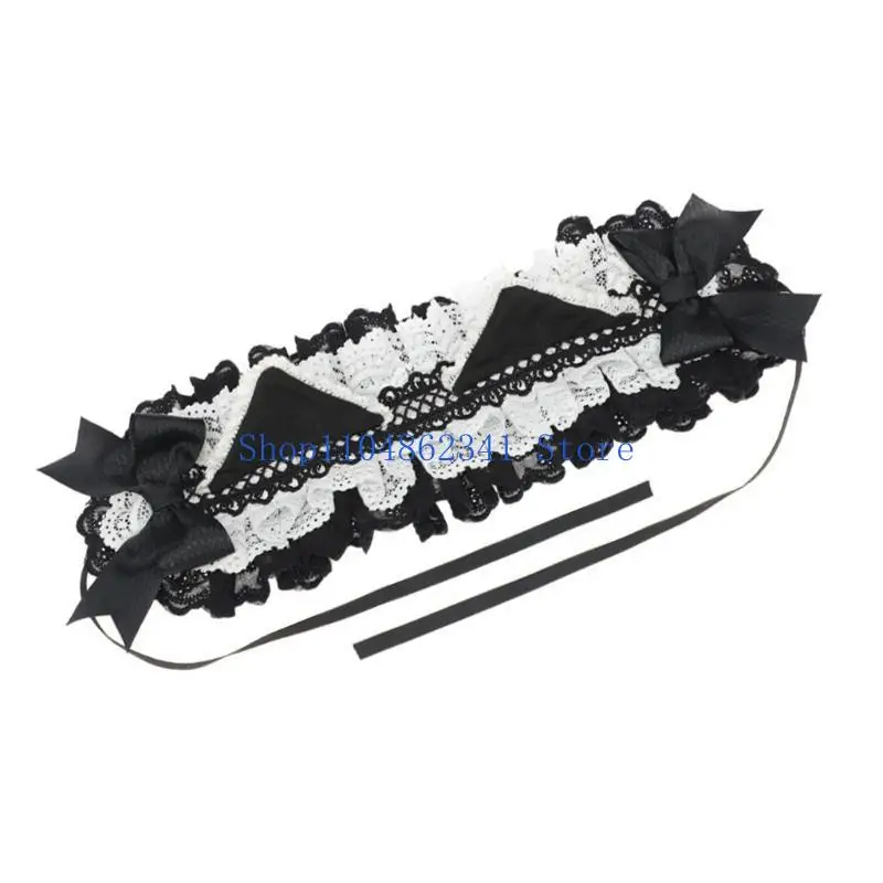 5asd rendas gatos orelha grampo cabelo com clipe empregada traje bandana festa headpiece masquerades acessórios anime