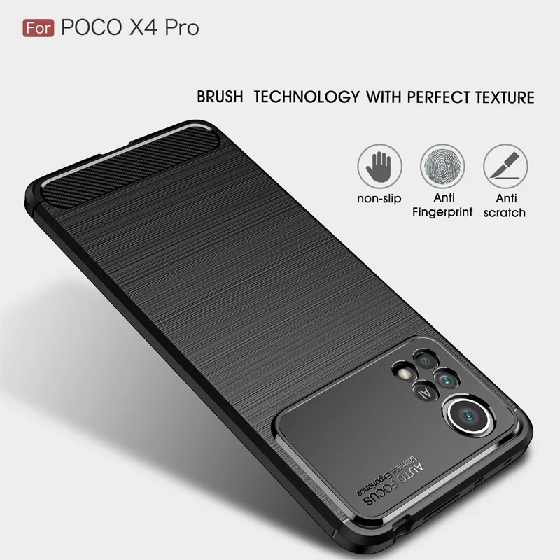 For Xiaomi Poco X4 Pro 5G Case Soft TPU Silicone Bumper Carbon Fiber Phone Cases for Poco X 4 Pro Poko Little X4Pro Back Cover