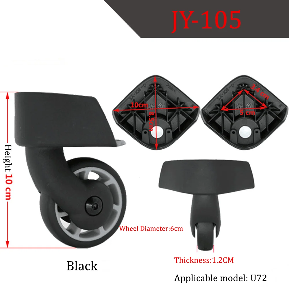 For Samsonite U72 Luggage Wheel Trolley Case Accessories Universal Wheel Travel Suitcase Wheels JY105 JY106 JY109 JY110 Black