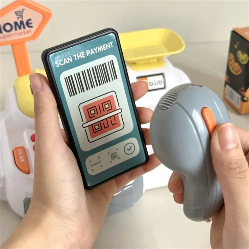 แคชเชียร์ของเล่นลงทะเบียนเงินสด Playset ซูเปอร์มาร์เก็ตชําระเงินของเล่นเสียงแสงช้อปปิ้งแคชเชียร์บทบาทเล่นเกมชุดสําหรับของขวัญเด็ก