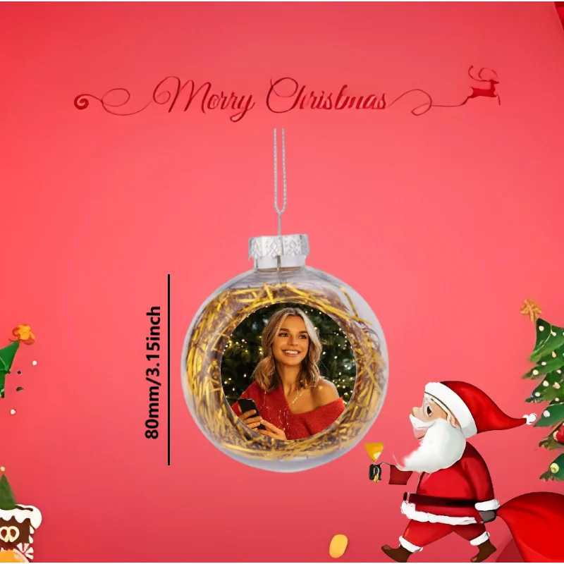 حلي عيد الميلاد المخصصة مع حلقة معلقة كرة تزيين صورة مخصصة لجميع القديسين عيد الميلاد السنة الجديدة صورة DIY