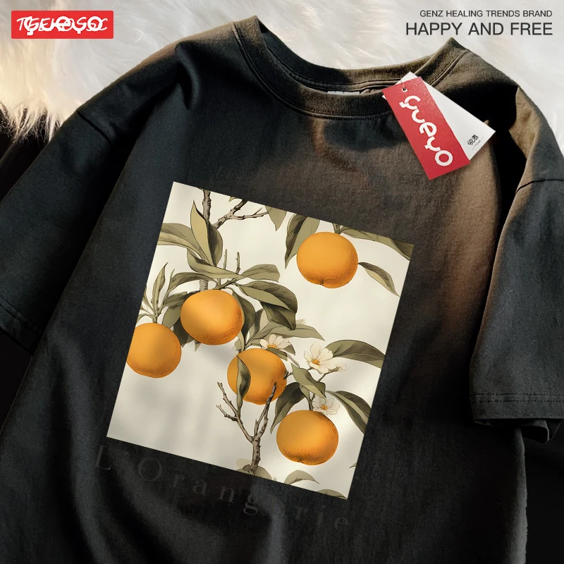 Fresh Oranges Fruits Prints Woman T-Shirt Soft Multicolor Cotton T Shirts Comfortable O-Neck Short Sleeve Summer Unisex Tee