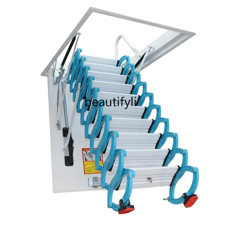 

Attic Retractable Staircase Home Indoor Lifting and Foldable Stretch Hidden Invisible Ladder Armrest