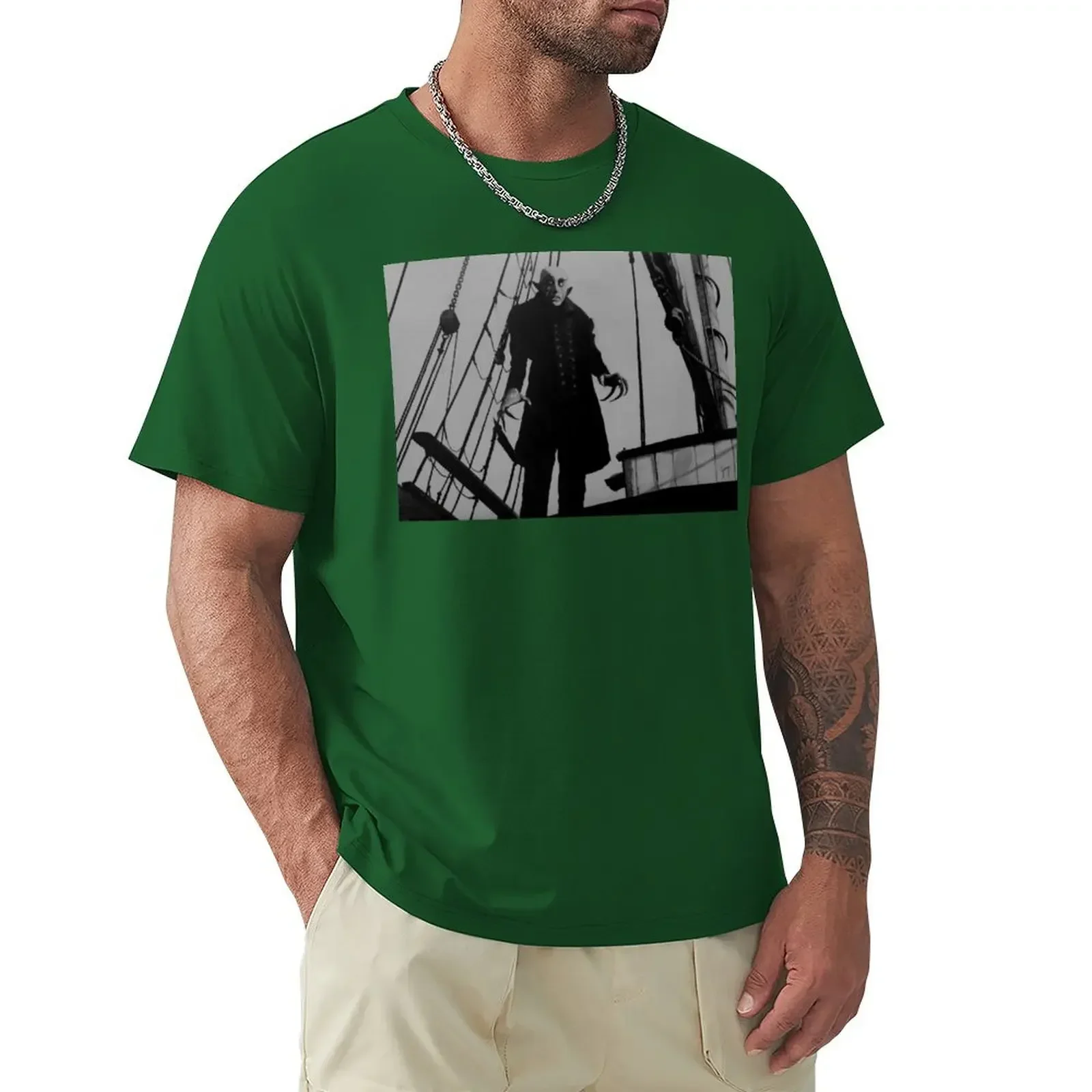 2024 korean fashion summer tops men graphic t shirts Nosferatu vintage T-shirt  men clothing Casual T-shirts man Cartoon image 2